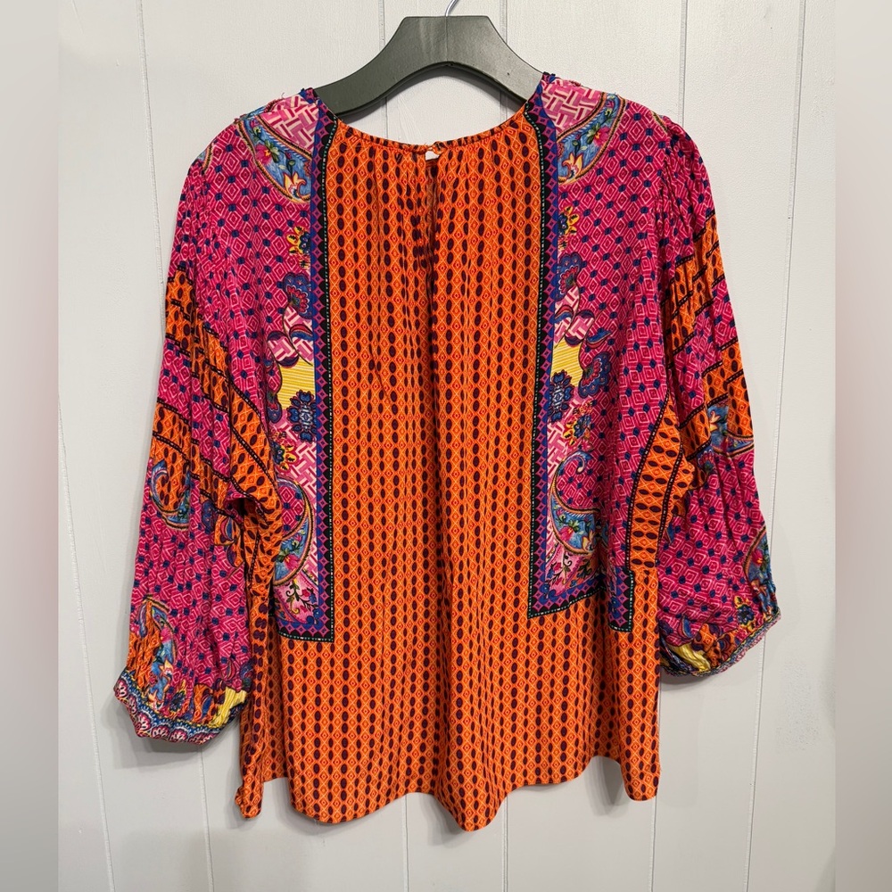 Banana By Jyoti  Viscose Emilia Peasant Vibrant Multicolor Oversize With Beads L - Picture 3 of 9
